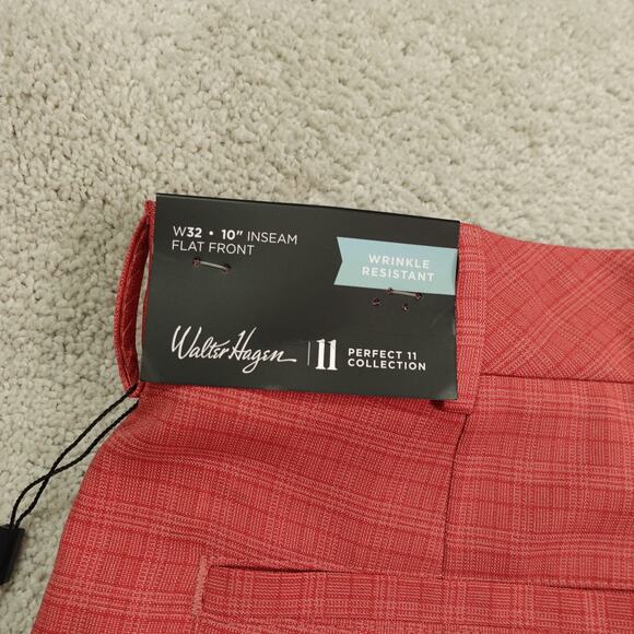 NWT Walter Hagen Mens Perfect 11 Golf Tonal Plaid Shorts Dark Coral Size 32 - Picture 8 of 10